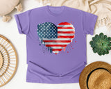 American Flag Heart Grey graphic tee in Violet