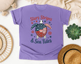 Stars Stripes And Sea Tides Grey 2 graphic tee in Violet