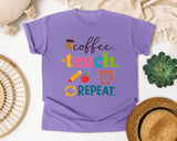 Coffee Teach Repeat Icons graphic tee in Violet