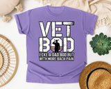 Vet Bod Like A Dad Bod But With More Back Pain graphic tee in Violet