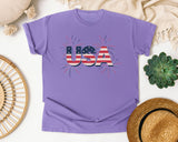 USA Grey graphic tee in Violet