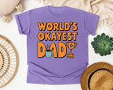 World's Okayest Dad Orange graphic tee in Violet