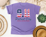 Patriot Day We Will Never Forget Navy graphic tee in Violet