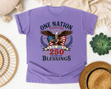 One Nation Under God 250 Years Of Blessings graphic tee in Violet