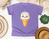 Patriotic Ice Cream Cone Gold graphic tee in Violet