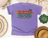Blessed Teacher Grey graphic tee in Violet