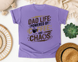 Dad Life Powered By Coffee And Chaos Grey graphic tee in Violet
