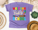 Welcome Back To School Pencils graphic tee in Violet