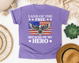 Land Of The Free Because Of My Hero graphic tee in Violet