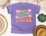 Happy First Day Of 1st Grade graphic tee in Violet