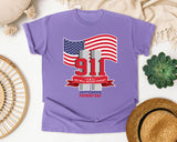 We Will Never Forget Patriot Day Red graphic tee in Violet