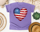 American Flag Heart Red 3 graphic tee in Violet