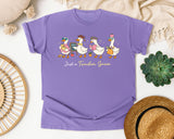 Just A Teacher Goose graphic tee in Violet