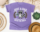 Just A Dad Who Always Came Back With The Milk Grey graphic tee in Violet
