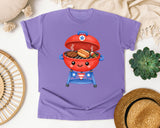 Patriotic Barbecue Grill graphic tee in Violet