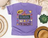 Hello School Im Back graphic tee in Violet
