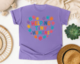Helping Tiny Humans Handprint Heart graphic tee in Violet