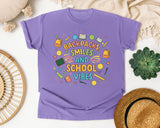 Backpacks Smiles And School Vibes graphic tee in Violet