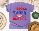 Happy Birthday America White graphic tee in Violet