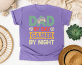Dad By Day Gamer By Night Grey graphic tee in Violet