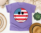 American Flag Smiley Face graphic tee in Violet