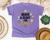 Brave And Ready For School graphic tee in Violet