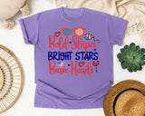 Bold Stripes Bright Stars Brave Hearts graphic tee in Violet