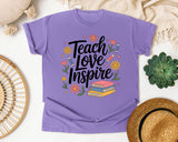 Teach Love Inspire Floral graphic tee in Violet