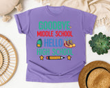 Goodbye Middle School Hello High School graphic tee in Violet