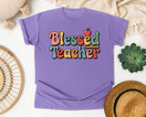 Blessed Teacher Grey 2 graphic tee in Violet