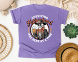 Surviving Fatherhood One Beer At A Time Brown graphic tee in Violet