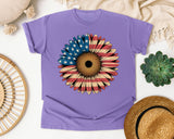 American Flag Sunflower graphic tee in Violet