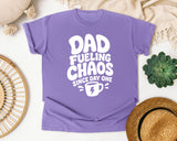 Dad Fueling Chaos Since Day One White graphic tee in Violet