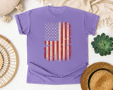 Distressed American Flag graphic tee in Violet