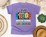 Level 100 Days Of School Unlocked graphic tee in Violet