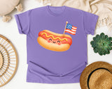 Hot Dog With Flag graphic tee in Violet