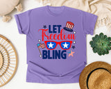 Let Freedom Bling Navy graphic tee in Violet