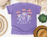 Patriotic Skeleton Trio White graphic tee in Violet