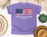 We Will Never Forget Navy 2 graphic tee in Violet