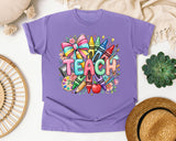 Teach Crayons graphic tee in Violet