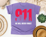We Will Never Forget White graphic tee in Violet