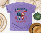 America 1776 Land Of The Free Grey graphic tee in Violet