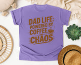 Dad Life Powered By Coffee And Chaos Brown graphic tee in Violet