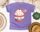 Patriotic Cupcake With Flag graphic tee in Violet