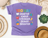 100 Days Smarter Kinder Stronger Braver Brighter graphic tee in Violet