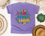 Colors Numbers And Laughs graphic tee in Violet
