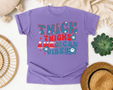 Thick Thighs American Vibes graphic tee in Violet