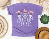 Patriotic Skeleton Trio White 2 graphic tee in Violet