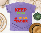 Keep Calm I Am A Teacher graphic tee in Violet
