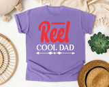 Reel Cool Dad White 2 graphic tee in Violet